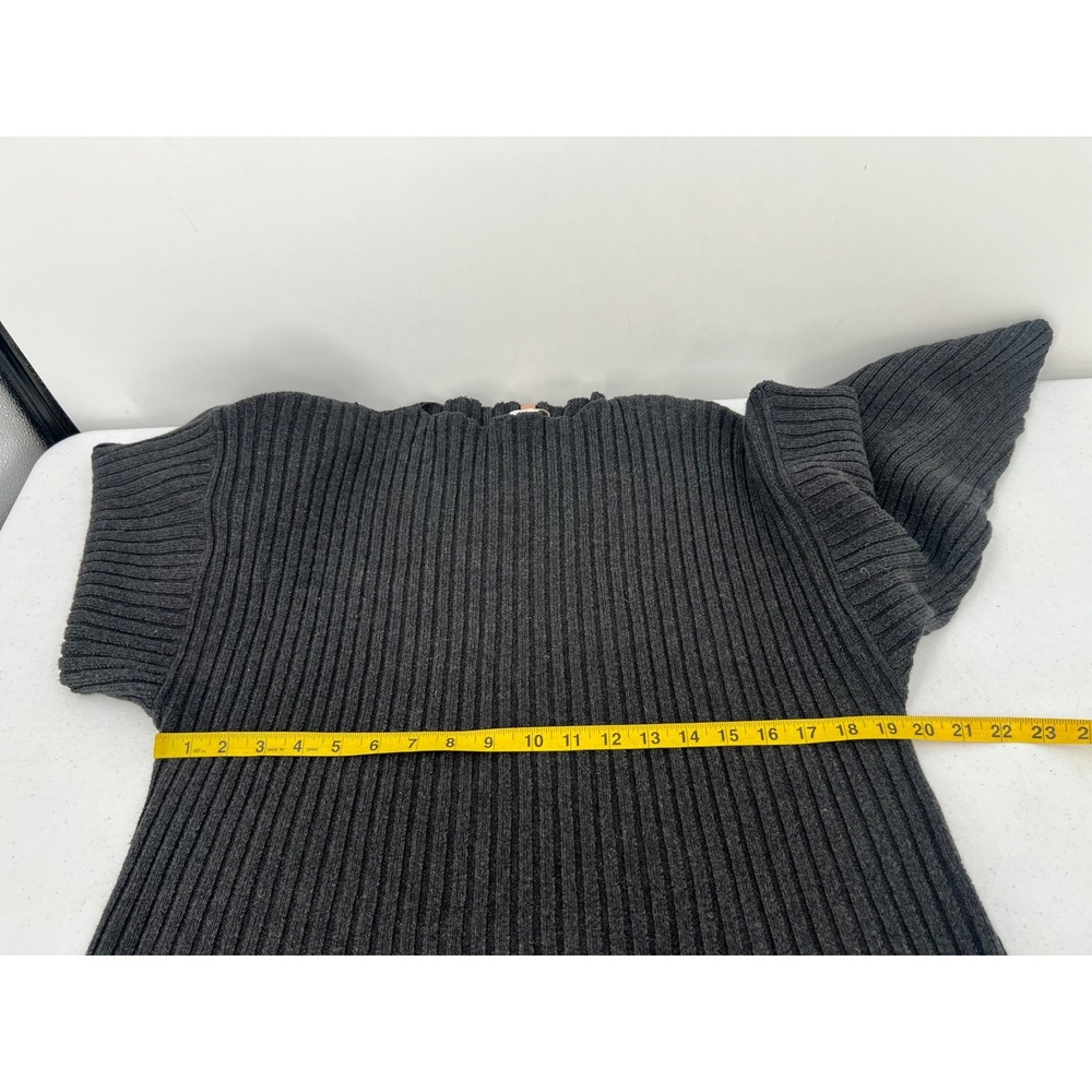 Lunya XS/S Charcoal Gray Ribbed Pima Cotton Alpaca Blend Sweater - Picture 5 of 7